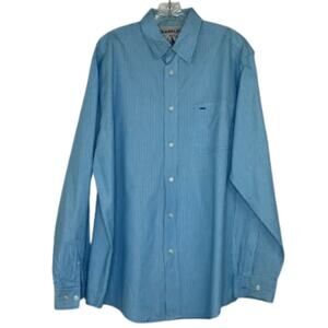 Wrangler blue button down men's shirt size Large blue striped